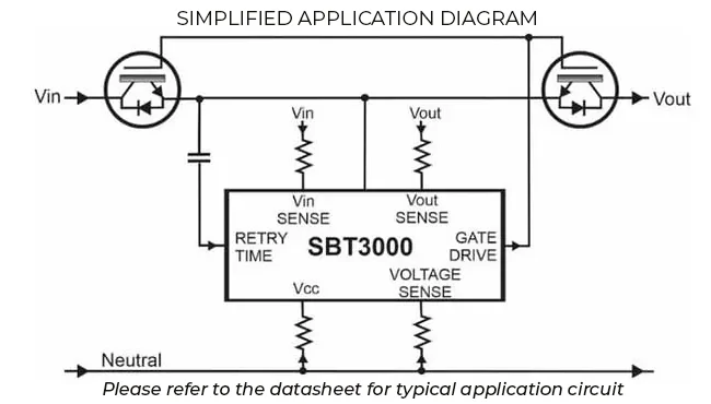 Simplified circuit diagram for SBT3000 application.